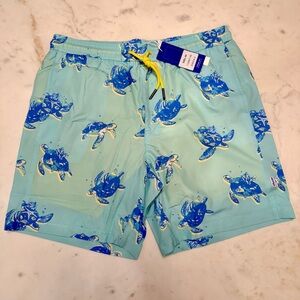 Aqua Sea Turtle Men's Swim Trunks with Compression Liner NWT -  Blue